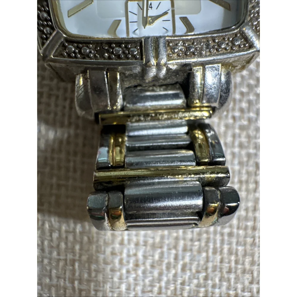 Anne Klein Diamond 6P27 10/8733 Watch Silver Gold Plated Womens Quartz Analog
